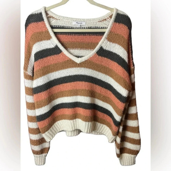 Madewell Balloon Sleeve Sweater in Stripe Mix Women’s Size S Wool/Alpaca - Picture 3 of 12